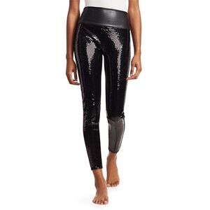 SPANX Sequin Faux Leather Leggings small